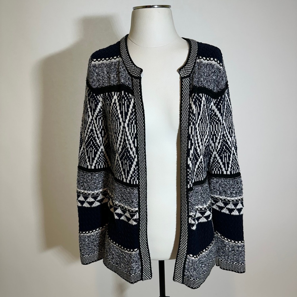 Christopher & Banks Navy Blue Open Front Cardigan Sweater Womens Petite Small PS